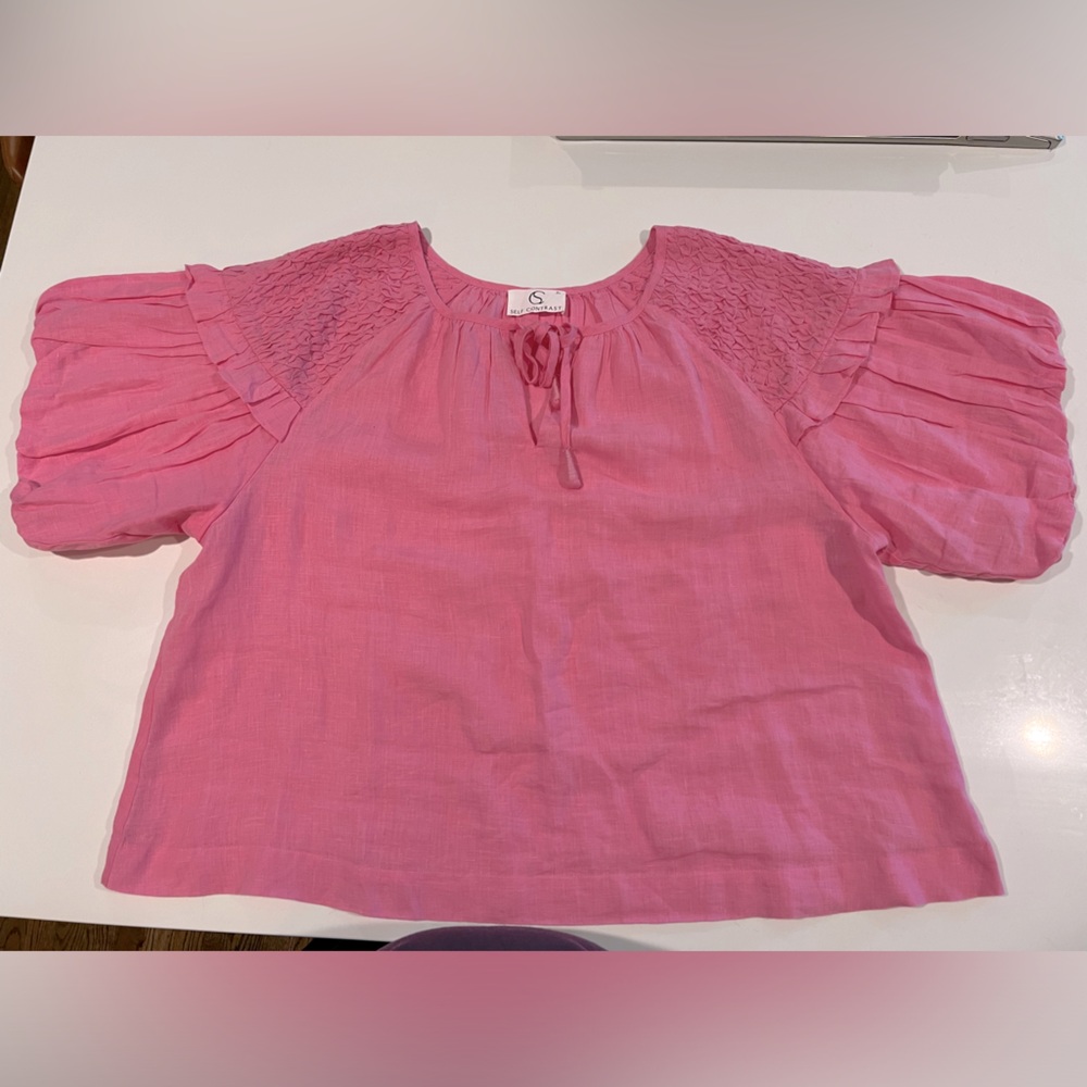 Pink Linen Blouse from Anthropologie - Like New, Size 2X